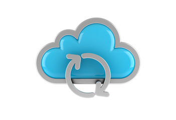 Cloud Computing internet Symbol concept with refresh icon on white background. 3D rendering.