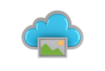 Cloud Computing internet Symbol concept with picture icon on white background. 3D rendering.