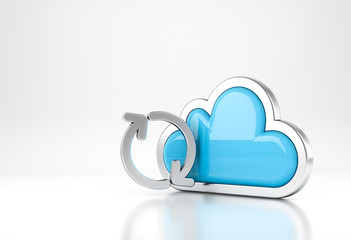 Obraz premium Cloud Computing internet Symbol concept with refresh icon on white background. 3D rendering.