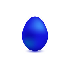 Colored blue chicken egg on white isolated background. Design element. Easter. Blue metal egg. Vector illustration