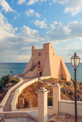 Fototapeta premium Panoramic view of Faros Sperlonga and beautiful sky