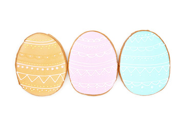 Easter gingerbread cookies isolated on white background