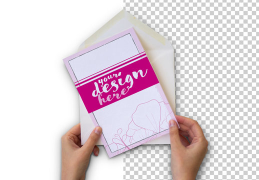 Hands Holding a Greeting Card Mockup
