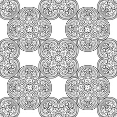 Seamless geometric line pattern in eastern or arabic style. Exquisite monochrome texture. Black and white graphic background, lace pattern