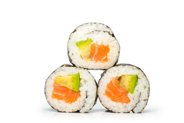 Sushi roll with salmon and avocado