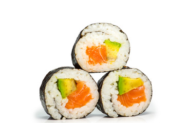 Sushi roll with salmon and avocado