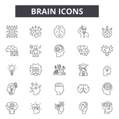 Brain line icons for web and mobile. Editable stroke signs. Brain  outline concept illustrations