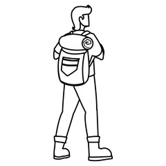 adventurous man with travelbag