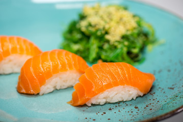 Close up of sashimi sushi set