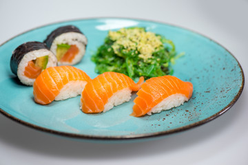 Close up of sashimi sushi set