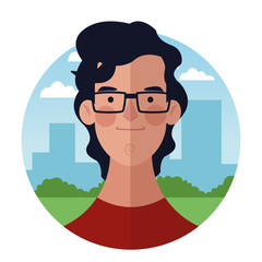 young man face cartoon