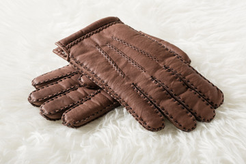 brown leather gloves