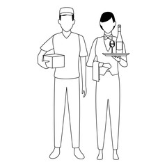 Jobs and professions avatars in black and white