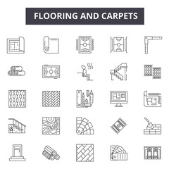 Flooring and carpets line icons for web and mobile. Editable stroke signs. Flooring and carpets  outline concept illustrations
