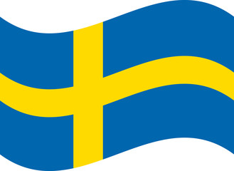 Flag of Sweden. Realistic waving flag of Kingdom of Sweden. Fabric textured flowing flag of Sweden.