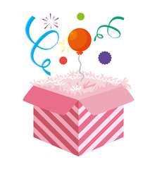 cake packing box with confetti and balloon helium