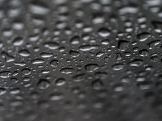 Rain water drops on glass background. Realistic clear water drop bubbles window surface