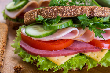 Healthy sandwich on whole wheat bread