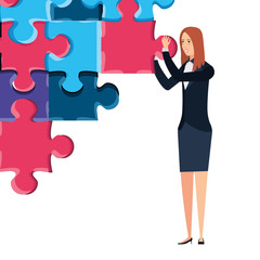 business woman with puzzle pieces