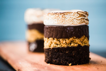 Close up of a homemade smores dessert