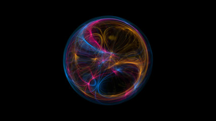 Neon glowing abstract 3D circle on black background