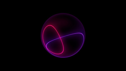 Neon glowing abstract 3D circle on black background