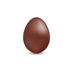 Chocolate egg on  white isolated background. Happy Easter. Children's delicacy. Vector illustration.