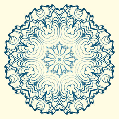 Handdrawn Pattern With Round Floral Mandala. Vector Illustration. Oriental Pattern. Indian, Moroccan, Mystic, Ottoman Motifs. Anti-Stress Therapy Pattern.