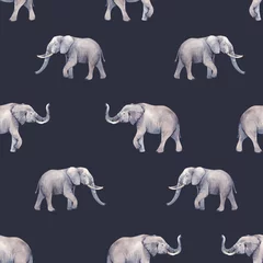 Lichtdoorlatende rolgordijnen Olifant Aquarel olifant naadloze patroon