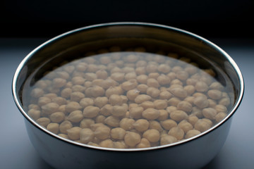 Chickpeas soaked in water