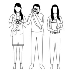 Jobs and professions avatars in black and white