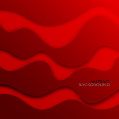  Red abstract background of wavy lines. Design element, brochure template