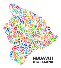 Mosaic technical Hawaii Big Island map isolated on a white background. Vector geographic abstraction in different colors.