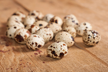 Quail eggs on the table