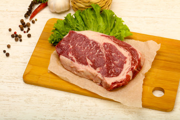 Rib eye raw steak