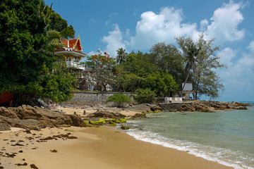 paradise coast with buddhist temple in Lamai on Koh Samui, Thailand