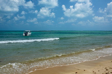 motorboat in the turquoise sea