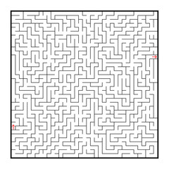 Difficult large square maze. Game for kids and adults. Puzzle for children. Labyrinth conundrum. Flat vector illustration isolated on white background.