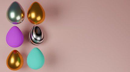 3D illustration of easter eggs