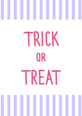 Laconic stylish card to Halloween. Handwritten greeting - Trick or Tteat.