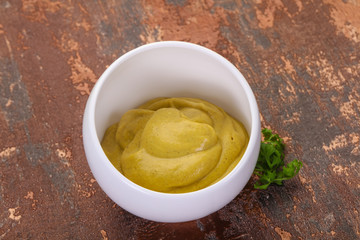 Mustard sauce in the bowl