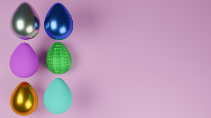 3D illustration of easter eggs