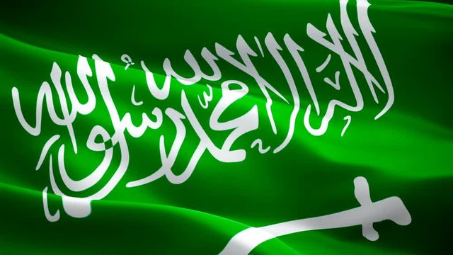Flag of Saudi Arabia video waving in wind. Realistic Saudi Flag background. Saudi Flag Looping Closeup 1080p Full HD 1920X1080 footage. Saudi Arabia Makkah Middle East country flags footage video