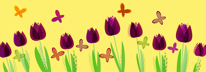 Abstract bright spring, floral pattern