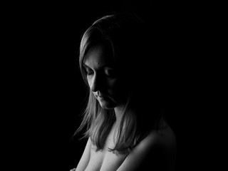 Young Woman Showing Expresion Black & White Isolated