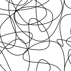 Vector abstract seamless scribble background. Fantasy modern tangled pattern. Digital tortuous design. Creative tangled composition.