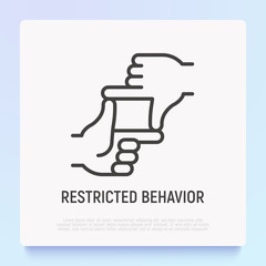 Restricted behavior thin line icon: gesture finger frame. Modern vector illustration autism symptom.