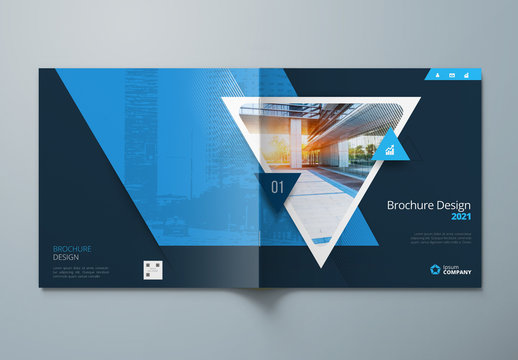 Dark Square Business Report Cover Layout with Triangles