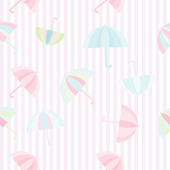 Rainbow umbrellas  seamless colorful flat pattern background isolated