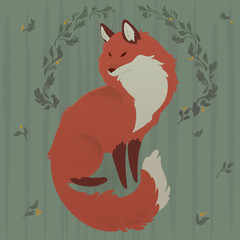 fox with an ornament from leaves